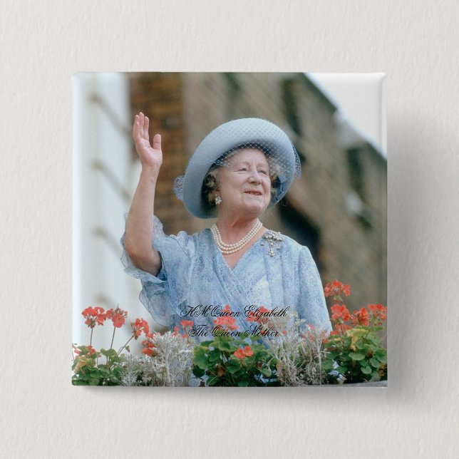 HM Queen Elizabeth, The Queen Mother 1985 Button (Front)