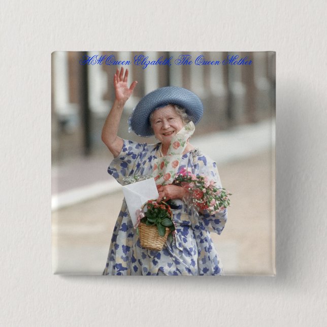 HM Queen Elizabeth The Queen-Mother 1988 Button (Front)