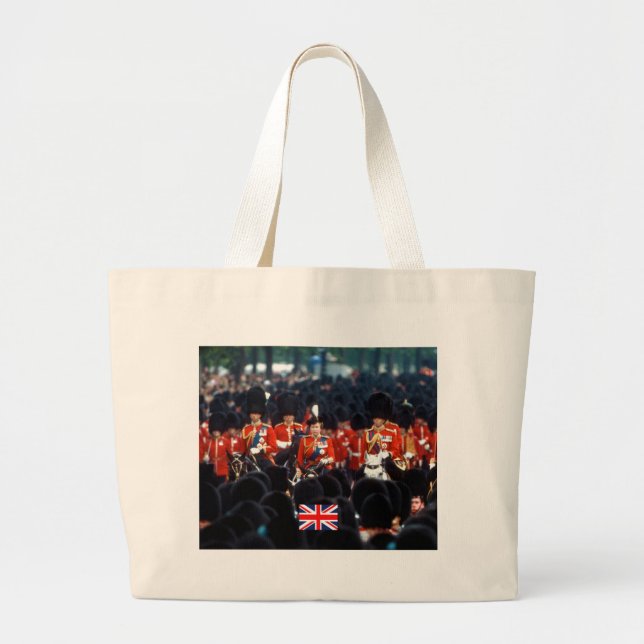 HM The Queen Elizabeth II Prince Philip London Large Tote Bag (Front)