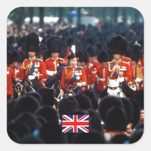 HM The Queen Elizabeth II Prince Philip London Square Sticker