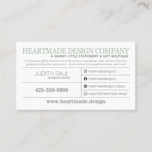 HMD Graphic Design 2020 Business Card (Front)