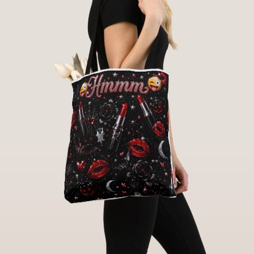 Hmmm Red Lipstick Gothic Glam Halloween Leggings Tote Bag