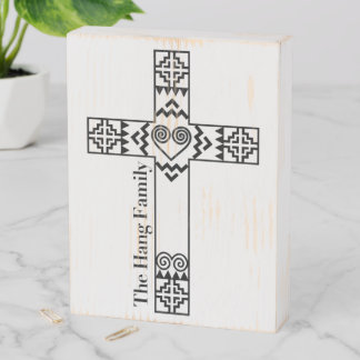 Hmong Hang Family Cross Decor Wooden Box Sign