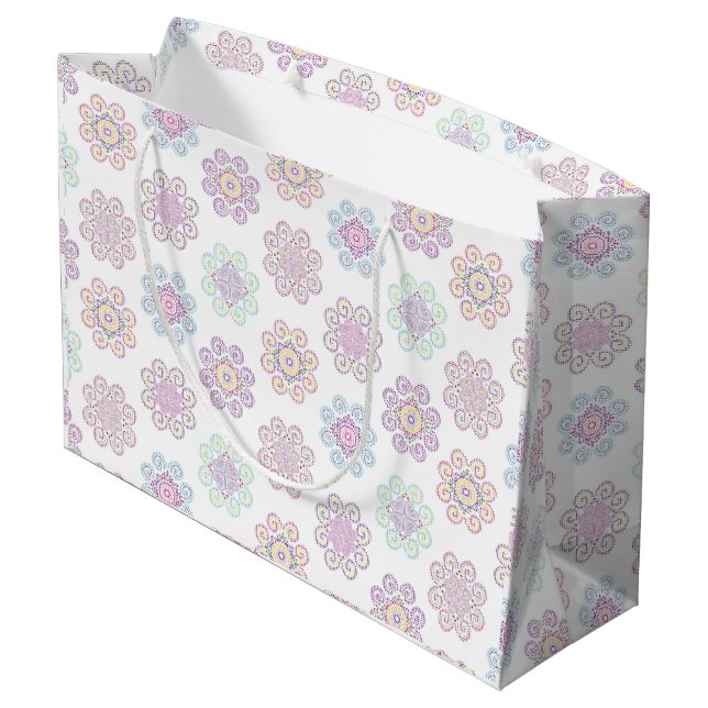 Hmong Inspired, Bright Pattern Gift Bag (Back Angled)