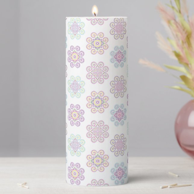 Hmong Inspired Pattern Design Pillar Candle (In Situ)