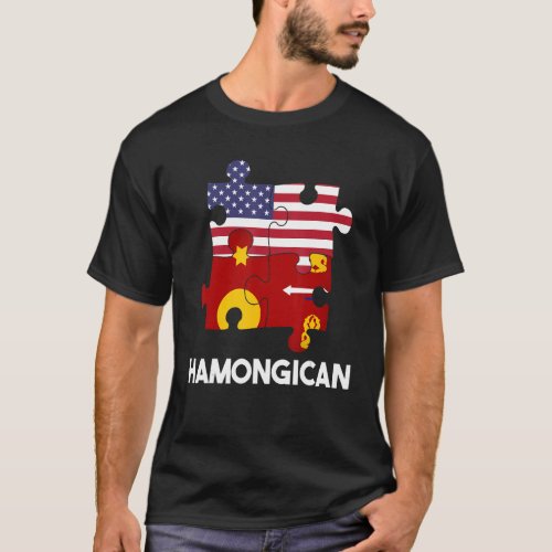 Hmong Miao Flag Day Proud America Puzzle Dna Mix B T_Shirt