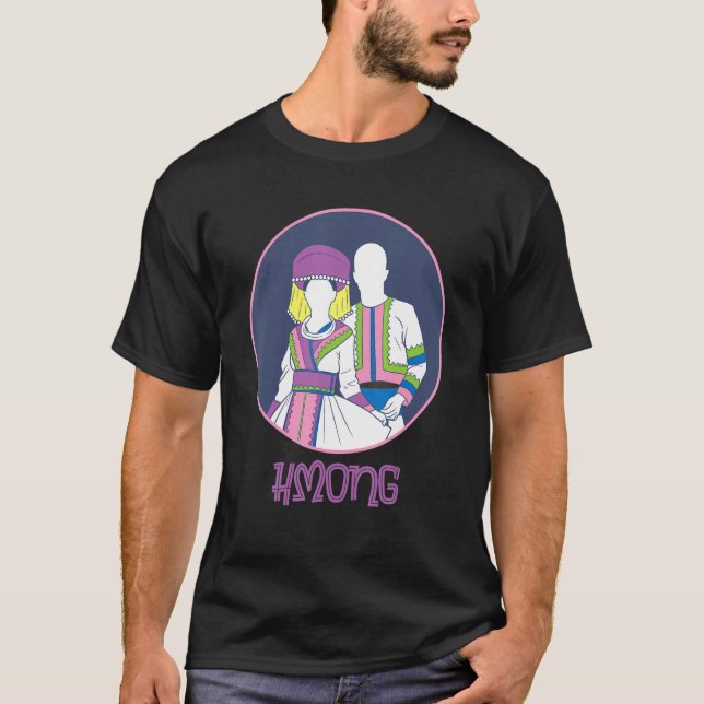 Hmong Miao Girl Woman Heart Boy Man Couple Love Hm T-Shirt (Front)