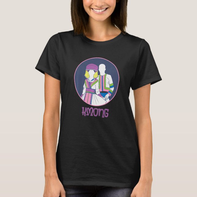 Hmong Miao Girl Woman Heart Boy Man Couple Love Hm T-Shirt (Front)