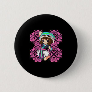 Hmong miao hmoob girl woman princess strong button