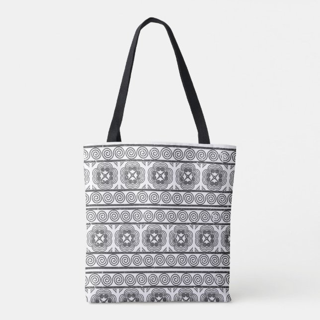 Hmong Motif in Gray Tote Bag (Back)