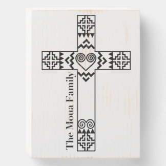 Hmong Moua Family Cross Decor Wooden Box Sign