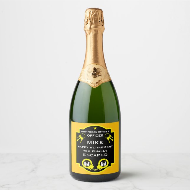 HMP Prison Officer Retirement Sparkling Wine Label (Front)