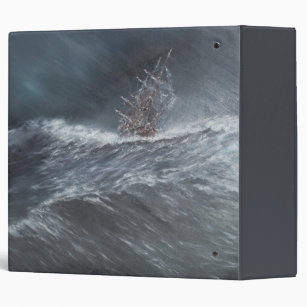 HMS Beagle in a storm off Cape Horn 3 Ring Binder