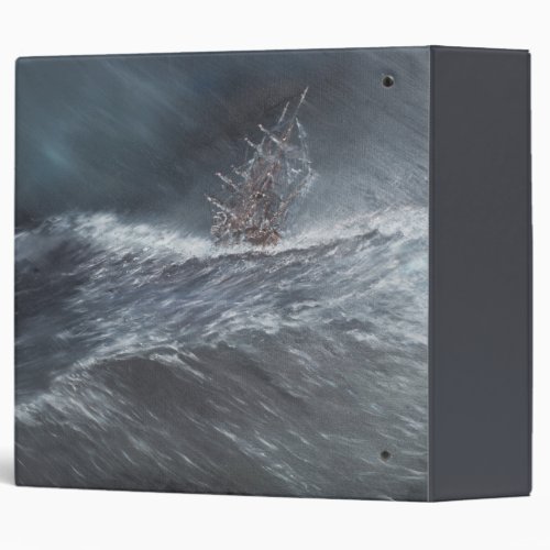 HMS Beagle in a storm off Cape Horn 3 Ring Binder