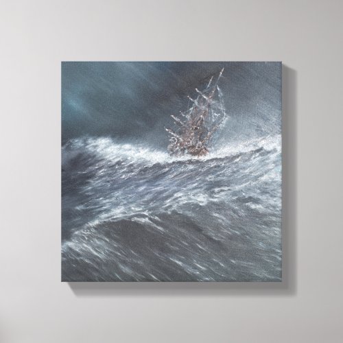 HMS Beagle in a storm off Cape Horn Canvas Print