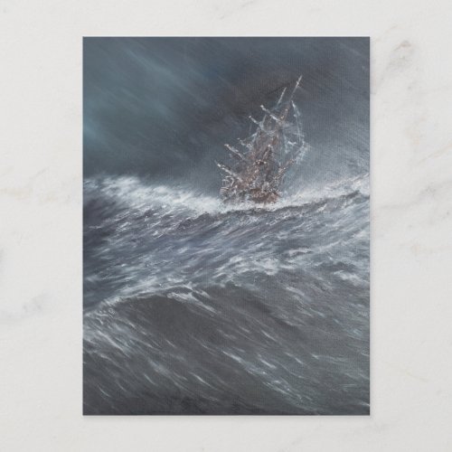 HMS Beagle in a storm off Cape Horn Postcard