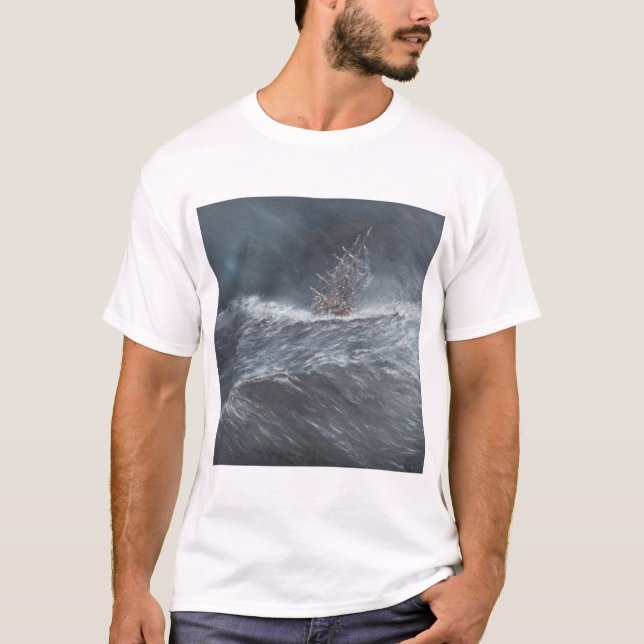 HMS Beagle in a storm off Cape Horn T-Shirt (Front)