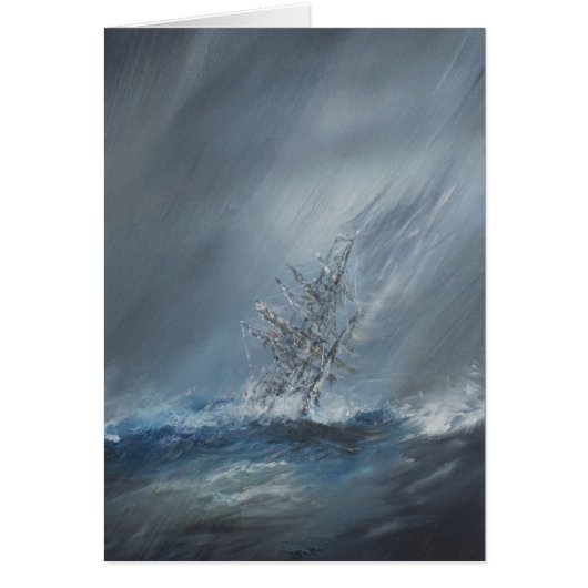 HMS Beagle in Storm off Cape Horn 24th December Cards (Front)