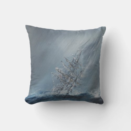 HMS Beagle in Storm off Cape Horn 24th December Throw Pillow