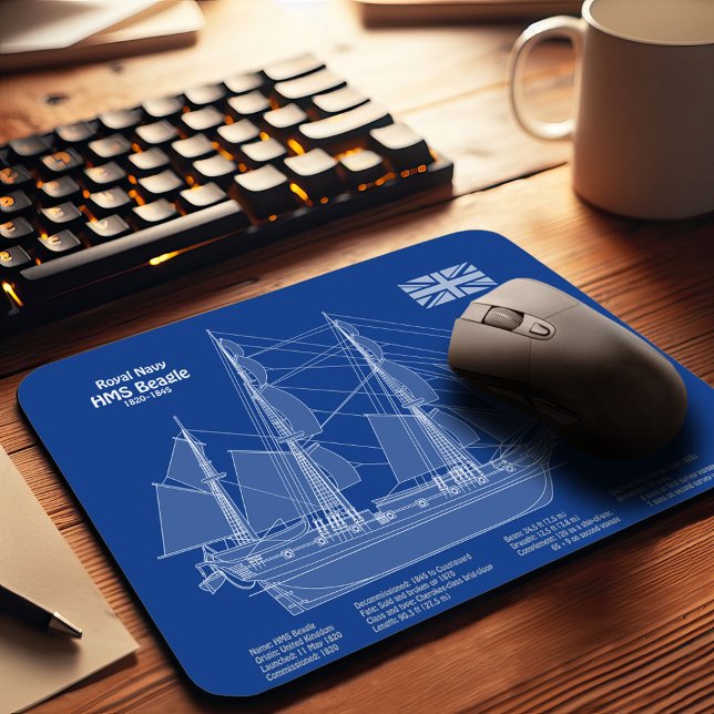 HMS Beagle Tall Ship - Ship Blueprint ABD Mouse Pad (Creator Uploaded)