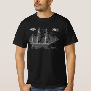 HMS Beagle Tall Ship - Ship Blueprint ABD T-Shirt