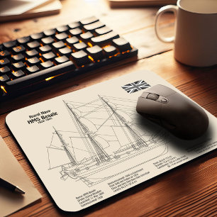 HMS Beagle Tall Ship - Ship Blueprint SD Mouse Pad
