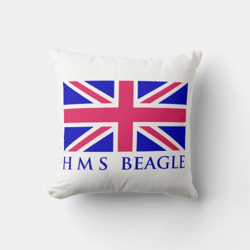 HMS Beagle UK Flag Throw Pillow