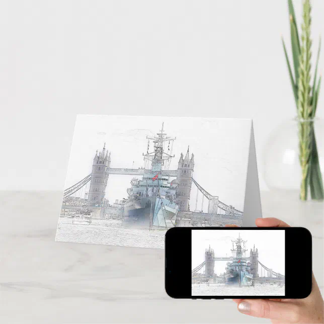 HMS Belfast and Tower Bridge Greeting Card Zazzle