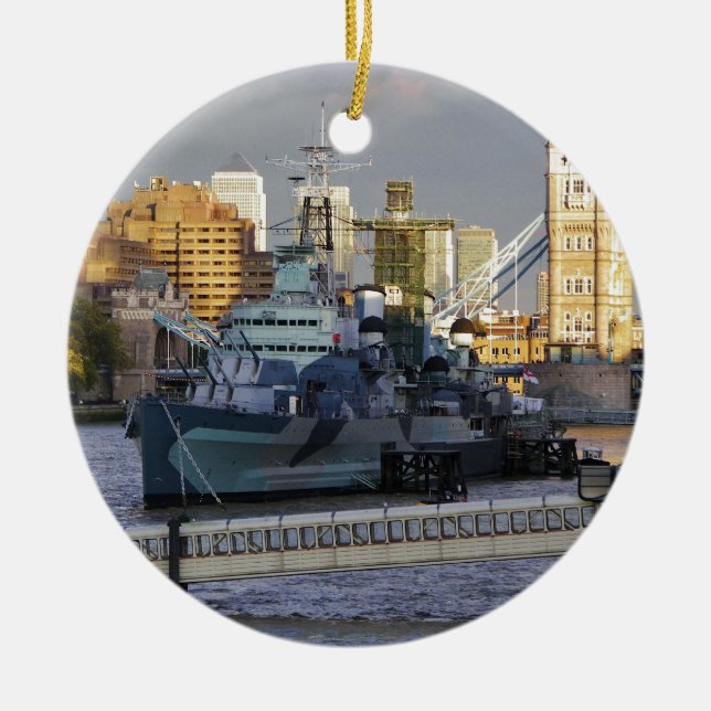 HMS Belfast. Ceramic Ornament (Front)