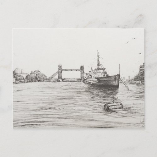 HMS Belfast on the river Thames London2006 Postcard