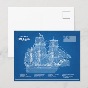 HMS Bounty - Ship Blueprint Plans ABD Postcard