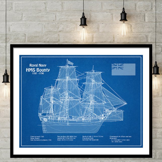 HMS Bounty - Ship Blueprint Plans ABD Poster (Creator Uploaded)