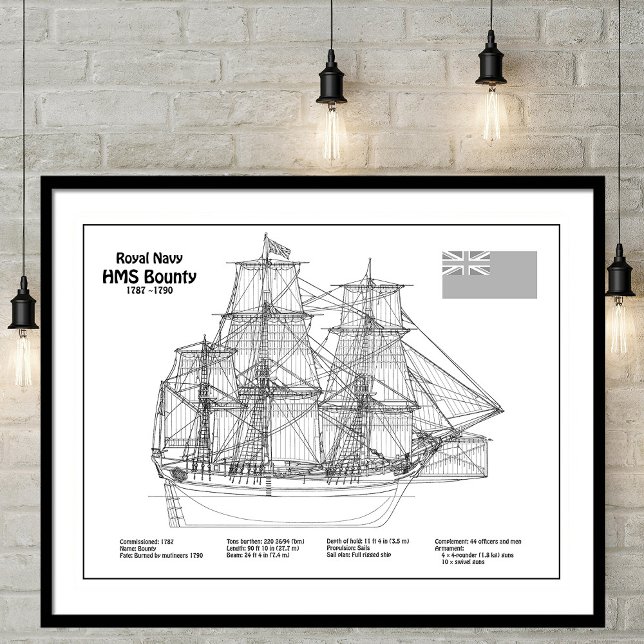 HMS Bounty - Ship Blueprint Plans BD Poster (Creator Uploaded)