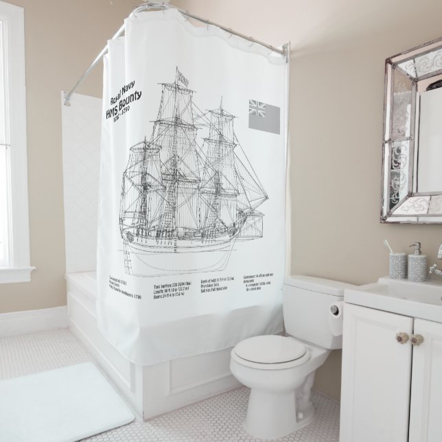 HMS Bounty - Ship Blueprint Plans BD Shower Curtain (In Situ)