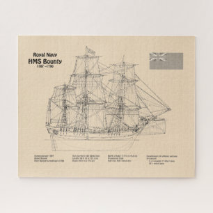HMS Bounty - Ship Blueprint Plans SD Jigsaw Puzzle