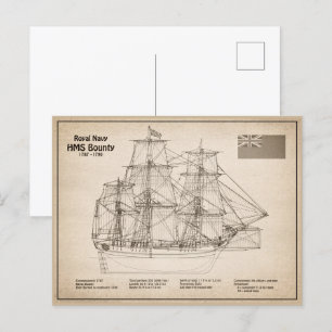 HMS Bounty - Ship Blueprint Plans SD Postcard