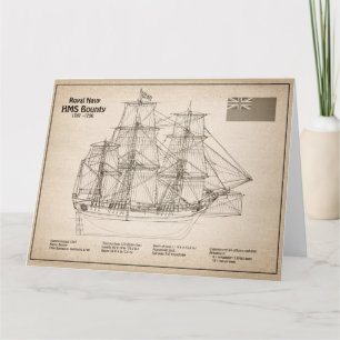 HMS Bounty - Ship Blueprint Plans SD Thank You Card