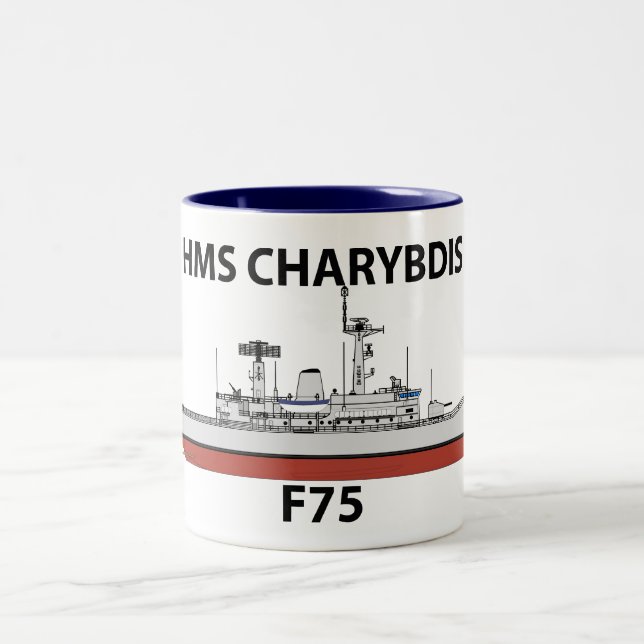 HMS Charybdis, orig config Two-Tone Coffee Mug (Center)