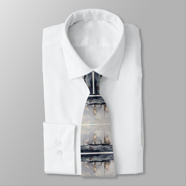 HMS Cyclops Frigate 1839 Neck Tie (Tied)