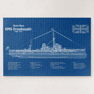 HMS Dreadnought - Ship Blueprint ABD Jigsaw Puzzle