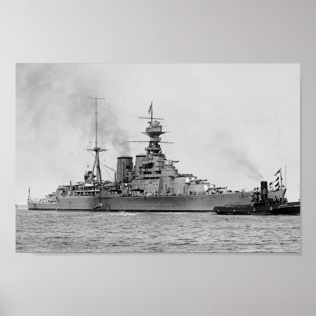 HMS Hood - Vintage Nautical Battlecruiser Poster (Front)