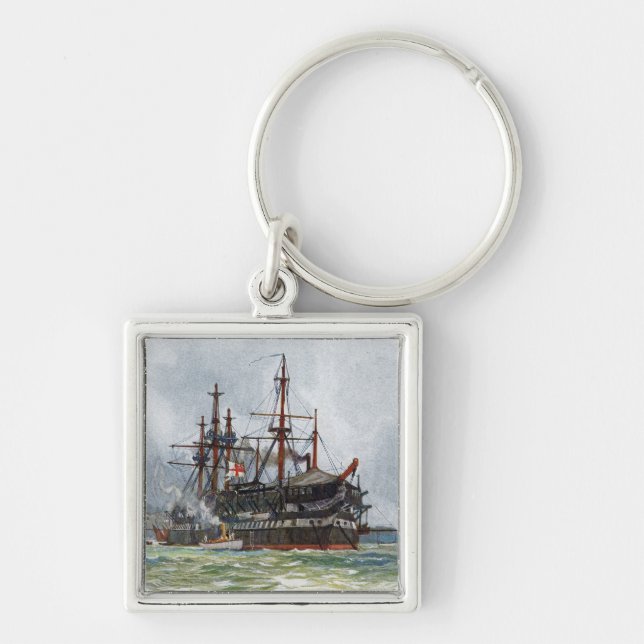 HMS Implacable a 74-gun third-rate ship Keychain (Front)