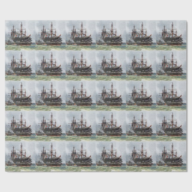 HMS Implacable a 74-gun third-rate ship Wrapping Paper (Flat)