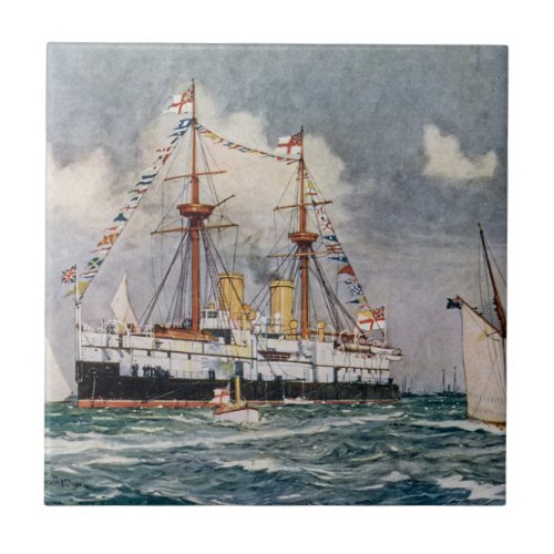 HMS inflexible ironclad Battleship 1876 Ceramic Tile