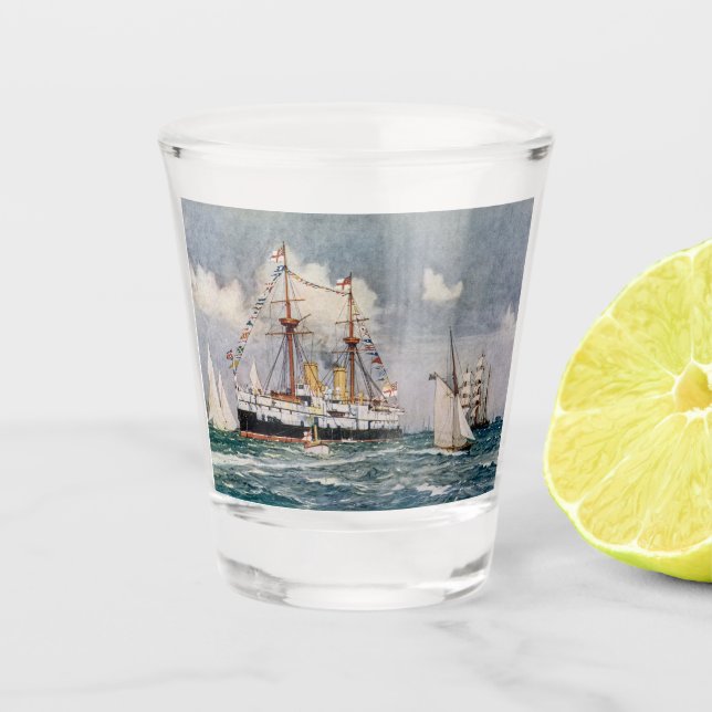 HMS inflexible ironclad Battleship 1876 Shot Glass (Front)