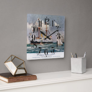 HMS inflexible ironclad Battleship 1876 Square Wall Clock