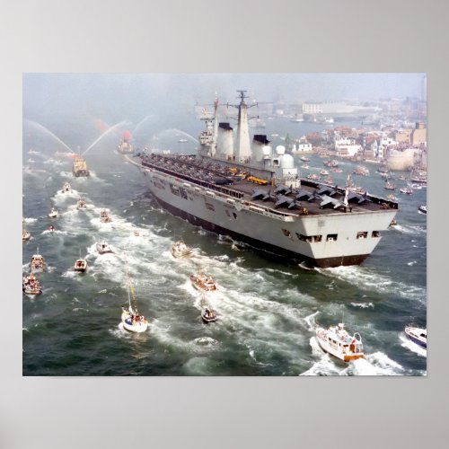 HMS Invincible _ Vintage Nautical Aircraft Carrier Poster