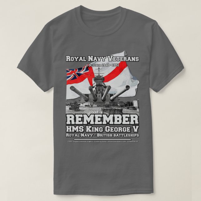 HMS King George Vclass battleship Veterans T-Shirt (Design Front)
