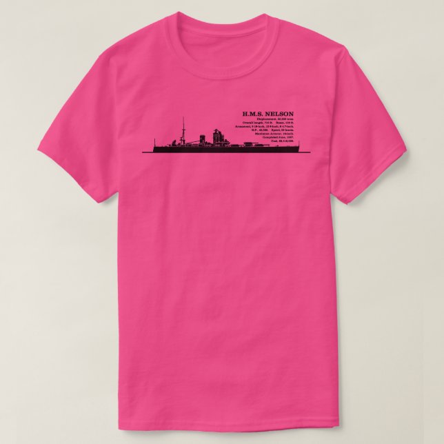 HMS Nelson British Battleship Infographic Informat T-Shirt (Design Front)