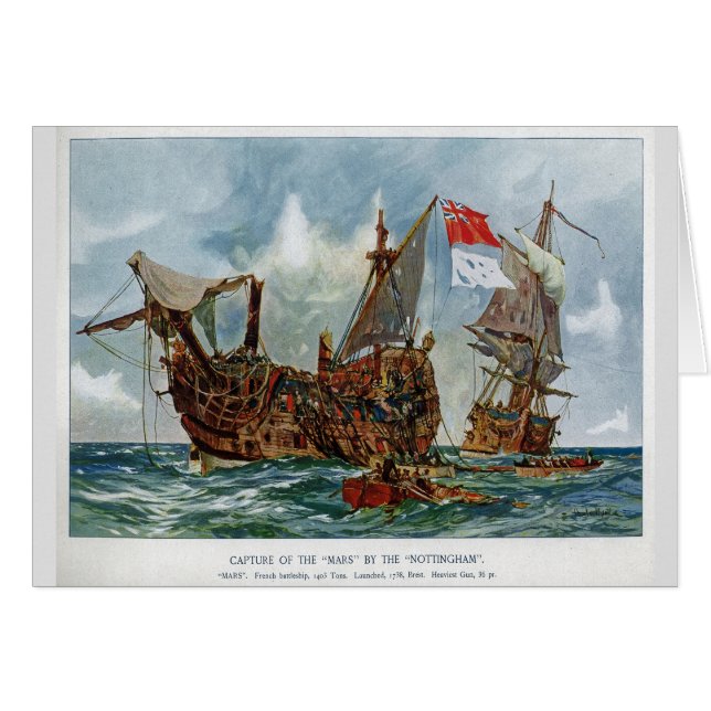 HMS Nottingham and battleship Mars 1703 Cards (Front Horizontal)